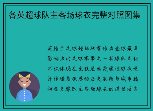 各英超球队主客场球衣完整对照图集
